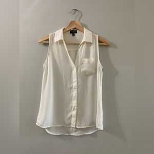 The Limited Ashton white button down sleeveless top